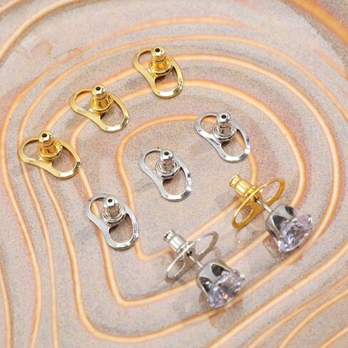 8pcs arkring rafters ظهورهم ، ودعم الأقراط للبدائل للأزرار ، ومربط ضيقة كبيرة للأقراط الثقيلة والأذنين (4 ذهبية و 4 فضية) in Kuwait