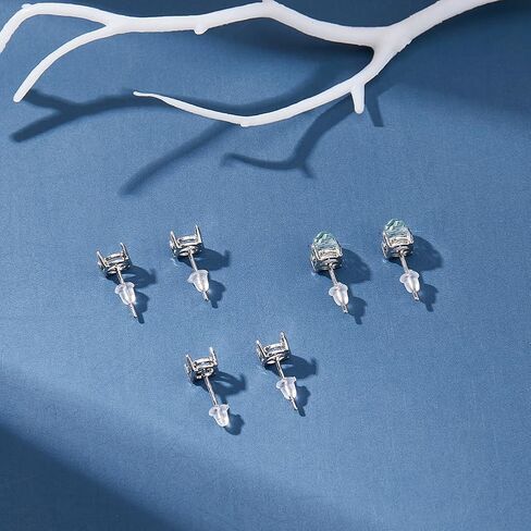 DICOSMETIC 925 Sterling Silver Earring Posts 3 Pairs Platinum Stud Earring Findings 6mm Round Prong Earring Setting with 20Pcs Plastic Ear Nuts for Gemstone Stud Earrings Making in Saudi Arabia