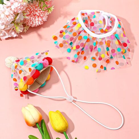 Cat Birthday Hat Outfit Bandana Scarf Cat Princess Costumes Doggy Cats Birthday-Mesh Bib Birthday Party Decorations Set for Small Medium Cats & Doggy in Saudi Arabia
