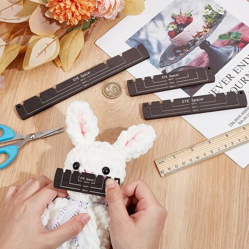 BENECREAT 4Pcs Wooden Safety Eyes Insertion Tool, Doll Safety Eye Ruler Crochet Tool for DIY Craft, Plush Bear Eye Installation, Doll Making, Groove: 3.5mm in Saudi Arabia