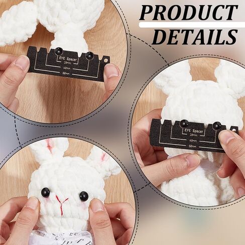 BENECREAT 4Pcs Wooden Safety Eyes Insertion Tool, Doll Safety Eye Ruler Crochet Tool for DIY Craft, Plush Bear Eye Installation, Doll Making, Groove: 3.5mm in Saudi Arabia