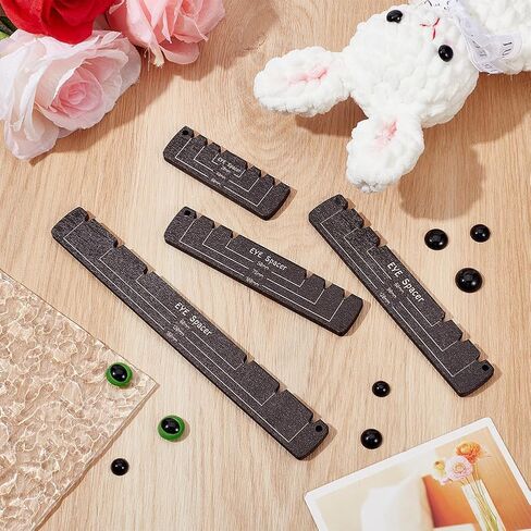 BENECREAT 4Pcs Wooden Safety Eyes Insertion Tool, Doll Safety Eye Ruler Crochet Tool for DIY Craft, Plush Bear Eye Installation, Doll Making, Groove: 3.5mm in Saudi Arabia