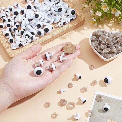 PH PandaHall 150 Sets Safety Eyes 6 Sizes Crochet Eyes White Stuffed Animal Eye Plastic Round Craft Eye with Washers for Amigurumi Puppet Teddy Bear Crochet Plush Animals, 14/14.5/16.5/17/18.5/19.5mm in Saudi Arabia