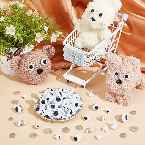 PH PandaHall 150 Sets Safety Eyes 6 Sizes Crochet Eyes White Stuffed Animal Eye Plastic Round Craft Eye with Washers for Amigurumi Puppet Teddy Bear Crochet Plush Animals, 14/14.5/16.5/17/18.5/19.5mm in Saudi Arabia