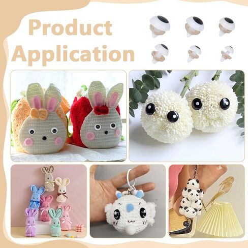 PH PandaHall 150 Sets Safety Eyes 6 Sizes Crochet Eyes White Stuffed Animal Eye Plastic Round Craft Eye with Washers for Amigurumi Puppet Teddy Bear Crochet Plush Animals, 14/14.5/16.5/17/18.5/19.5mm in Saudi Arabia