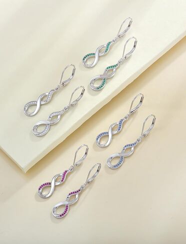 YL Dangle Drop Infinity Earrings 925 Sterling Silver Leverback Earrings 18K White Gold Jewelry for Women in Kuwait
