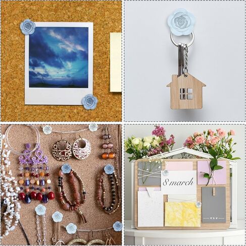 30PCS Flower Push Pins for Cork Board, Cute Rose Decorative Push Pin, Blue Thumb Tacks, Blue Floral Thumb Tacks, Cute Pushes Pins for Photo Wall, Feature Wall,Map, Bulletin Board, Office or Home in Saudi Arabia