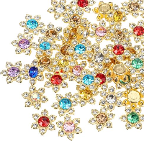100 PCS خياطة على أحجار الراين للملابس ، أحجار الكريستال الكريستالية الكريستالية بحجم 13 مم للأحجار الكريمة الزجاجية لصياغة ، جوهرات قاعدة ذهبية للقبعات الحرف DIY مجوهرات صنع ملحقات الملابس (لون مختلط) in Kuwait