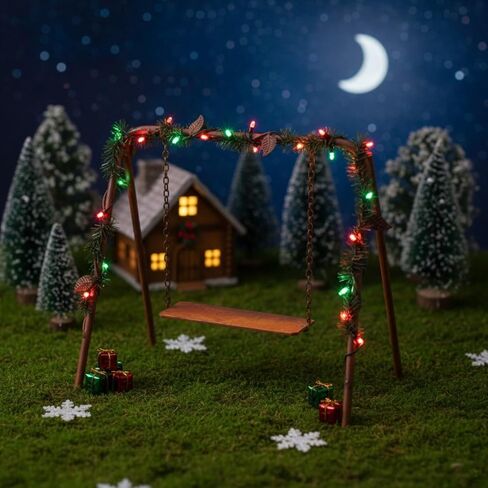 Logofun Dollhouse Accessories Miniature Iron Swing Mini Mini Metal Rustic Swing Model for Micro Minscape Courtyard Garden Decord Displic in Saudi Arabia