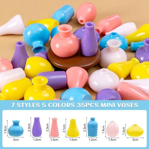 35 PCS Mini Clay Pots للحرف اليدوية ، 5 ألوان مزهرية راتنجات صغيرة لملحقات أثاث Dollhouse Mini Garden Plants in Kuwait