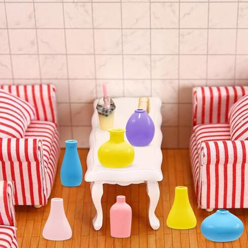 35 PCS Mini Clay Pots للحرف اليدوية ، 5 ألوان مزهرية راتنجات صغيرة لملحقات أثاث Dollhouse Mini Garden Plants in Kuwait