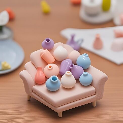 35 PCS Mini Clay Pots للحرف اليدوية ، 5 ألوان مزهرية راتنجات صغيرة لملحقات أثاث Dollhouse Mini Garden Plants in Kuwait