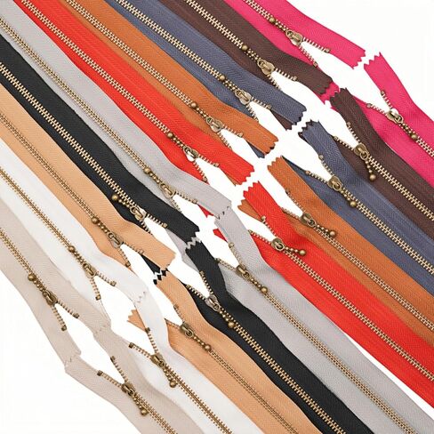 Wonesifee Metal Zippers 20pcs #3 Antique Brass Close-end Non-Separating Short Zippers Assorted Colorful for Purses Bags Pockets Handbags DIY Sewing Mixed 10Colors 2pcs Each (10Colors, 8inch-20pcs) in Kuwait