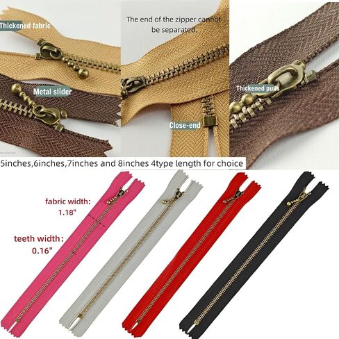 Wonesifee Metal Zippers 20pcs #3 Antique Brass Close-end Non-Separating Short Zippers Assorted Colorful for Purses Bags Pockets Handbags DIY Sewing Mixed 10Colors 2pcs Each (10Colors, 8inch-20pcs) in Kuwait
