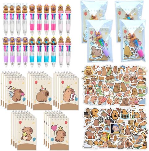 180 Pcs Capybara Gifts Bulk Fun Pens Capybara Mini Spiral Notepads Cute Stickers Set for Children's Birthday Gifts Students Rewards Fun School Supplies. in Saudi Arabia