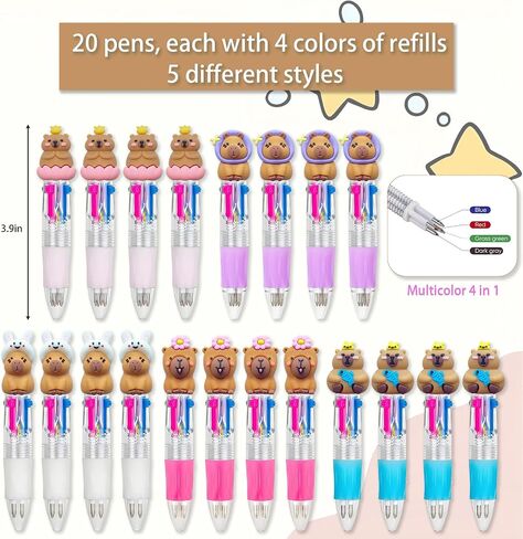 180 Pcs Capybara Gifts Bulk Fun Pens Capybara Mini Spiral Notepads Cute Stickers Set for Children's Birthday Gifts Students Rewards Fun School Supplies. in Saudi Arabia