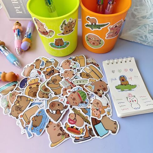 180 Pcs Capybara Gifts Bulk Fun Pens Capybara Mini Spiral Notepads Cute Stickers Set for Children's Birthday Gifts Students Rewards Fun School Supplies. in Saudi Arabia