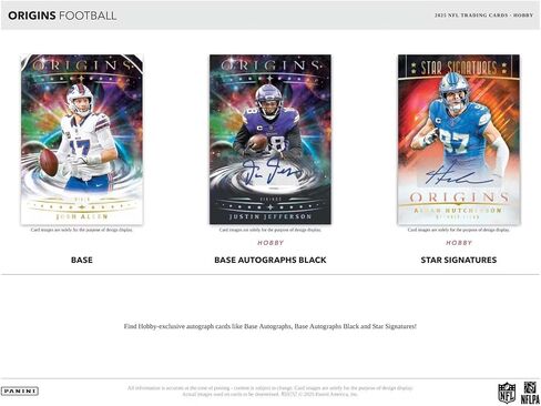 2025 Panini Origins Football Hobby Trading Card Box (1 Rookie Jersey Autograph في صندوق) in Saudi Arabia