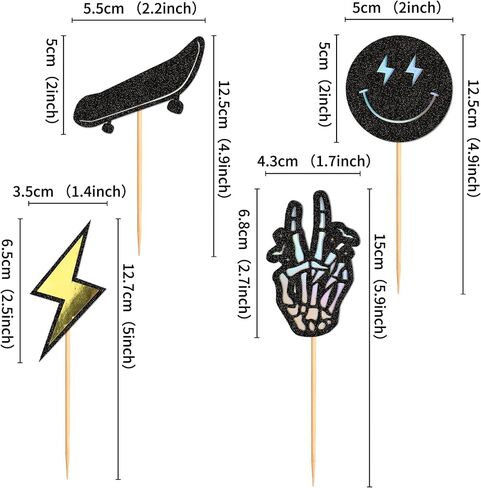 24Pcs Yellow Smiling Face and Lightning Cupcake One Happy Dude Cupcake Topper Baby Shower Gender Reveal Party Supplies in Kuwait
