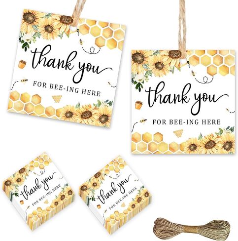 50Pcs Bee Themed Thank You Tags - 2 * 2 Inch, 50 Count - Perfect for Wedding, Bridal Shower, Baby Shower & More in Saudi Arabia