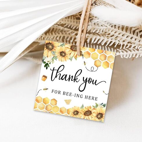 50Pcs Bee Themed Thank You Tags - 2 * 2 Inch, 50 Count - Perfect for Wedding, Bridal Shower, Baby Shower & More in Saudi Arabia