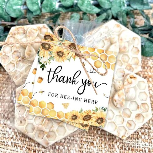 50Pcs Bee Themed Thank You Tags - 2 * 2 Inch, 50 Count - Perfect for Wedding, Bridal Shower, Baby Shower & More in Saudi Arabia