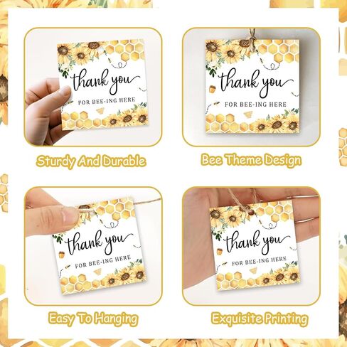 50Pcs Bee Themed Thank You Tags - 2 * 2 Inch, 50 Count - Perfect for Wedding, Bridal Shower, Baby Shower & More in Saudi Arabia