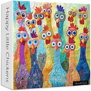 PICKFORU Happy Little Chickens Puzzles for Adults 1000 Pieces, Colorful Rooster Patchwork Jigsaw Puzzles Embroidery, Cute Animal Challenging Puzzle in Saudi Arabia