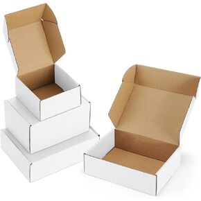 حزمة متنوعة-صناديق الشحن-45: 4x4x2 و 6x4x3 و 7x5x2 صناديق شحنة صغيرة ، مراسلات ذات صناديق ملهمة أبيض-صناديق الاستلام. in Kuwait