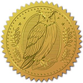 CRASPIRE 2" Gold Foil Sticker Owl 100pcs Certificate Seals Gold Embossed Round Embossed Foil Seal Stickers for Envelopes Invitation Card Diplomas Awards Graduation in Saudi Arabia