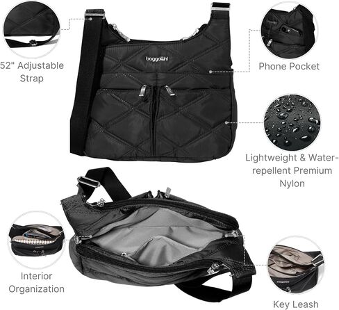 Baggallini Cross Over Crossbody Bag for Women - Lightweight Water-Resistant Travel Bag - Adjustable Strap Extar Pockets in Saudi Arabia