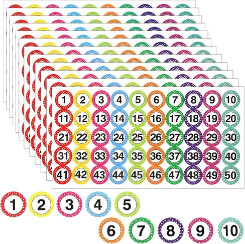 Number Stickers for Classroom, 1Inch Round Number Stickers, 1-100 Polka Dot Labels Waterproof/Oil-Resistant Removable Self-Adhesive Labels for Storage Boxes, Office, Home in Saudi Arabia