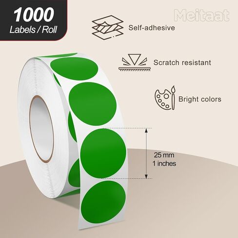 1 Inch Red Dot Circle Stickers Roll 1000 PCS Self-Adhesive Vinyl Round Color Coding Labels Writable Waterproof for Jar Garage Sale Business Classroom Office Home in Saudi Arabia