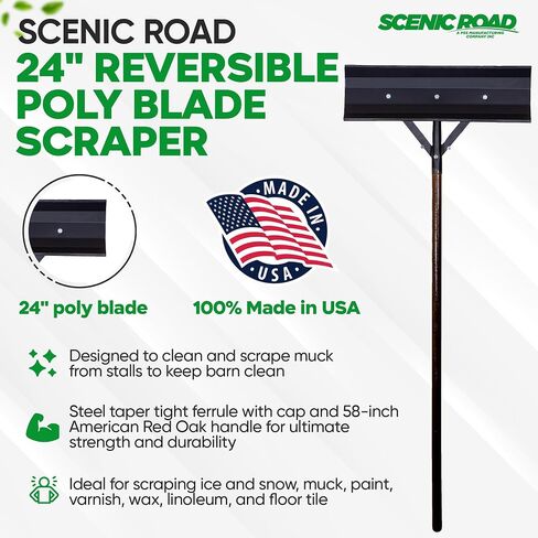 SCENIC ROAD Barn and Stable Scraper - Durable Poly Construction, 24-inch Reversible Blade - Ideal for Horse Stall Maintenance and Multi-Purpose Cleaning in Kuwait