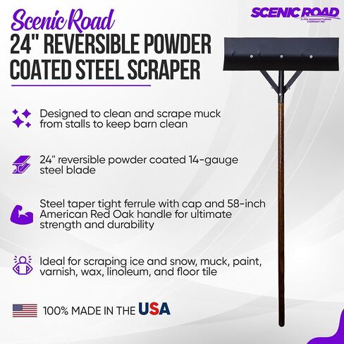 SCENIC ROAD Barn and Stable Scraper - Durable Poly Construction, 24-inch Reversible Blade - Ideal for Horse Stall Maintenance and Multi-Purpose Cleaning in Kuwait