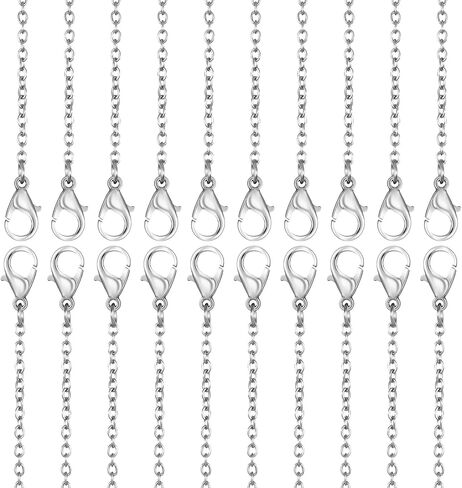 20PCS Necklace Chain with Lobster Clasps, Stainless Steel Necklace Chains, 17.7Inch 1.5mm Silver Chain for Jewelry Making and DIY Accessories, Necklace-Set (Fashion, Thin, Dainty and Sturdy) in Saudi Arabia