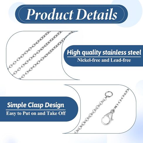 20PCS Necklace Chain with Lobster Clasps, Stainless Steel Necklace Chains, 17.7Inch 1.5mm Silver Chain for Jewelry Making and DIY Accessories, Necklace-Set (Fashion, Thin, Dainty and Sturdy) in Saudi Arabia