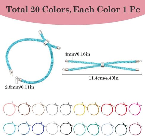 SUNNYCLUE 20Pcs 20 Colors Adjustable Nylon Bracelet Braided Cord Bracelets Bulk Colorful Metal Silver Brass Ends Alloy Tree of Life Thread Rope Chain for Friendship Jewelry Making DIY Crafts Supplies in Saudi Arabia