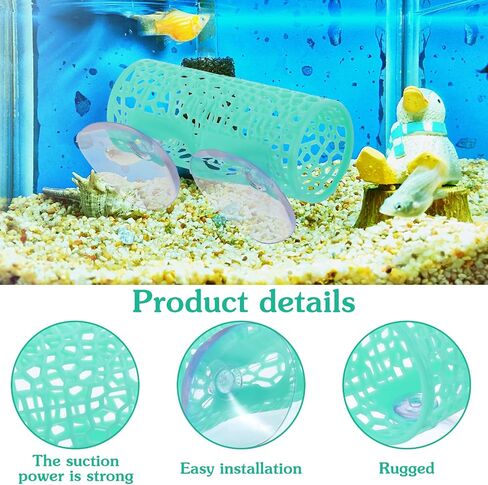 Betta Fish Ammock Toys Accessories Tank Exclists Betta Tunnel مع أكواب شفط ، أرجوحة خزان السمك Bettas البلاستيكية للأسماك الصغيرة ، ألعاب الروبيان إكسسوارات ديكور السمك (الأخضر) in Kuwait