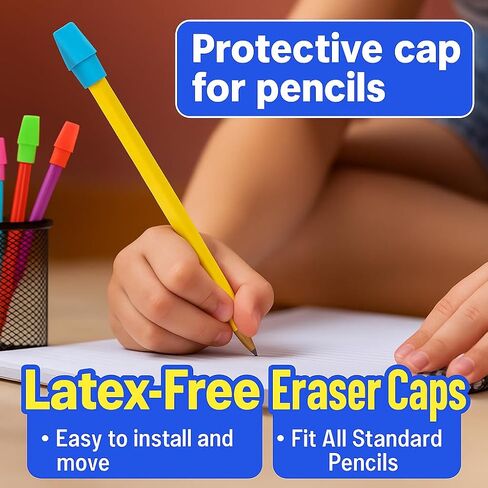 Cap Erasers for Pencils Pulk - Pencil Top Erasers Cap Erasers Toppers for Latex Free Assorted Colors School Supplies for Teachers Sudents Classroom Home and Office (120) in Kuwait
