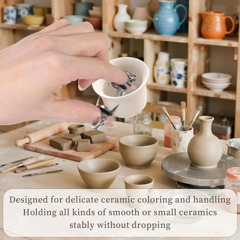 Ztzfacai 4 PCS Pottery Clay Glaze Clamps ، مقاطع التزجيج المصنوعة من الفولاذ المقاوم للصدأ ، ملقط زجاجي للفخار ، أدوات غمس الزجاج الطين ، النحت غير المنزلق غطس التونغ in Kuwait