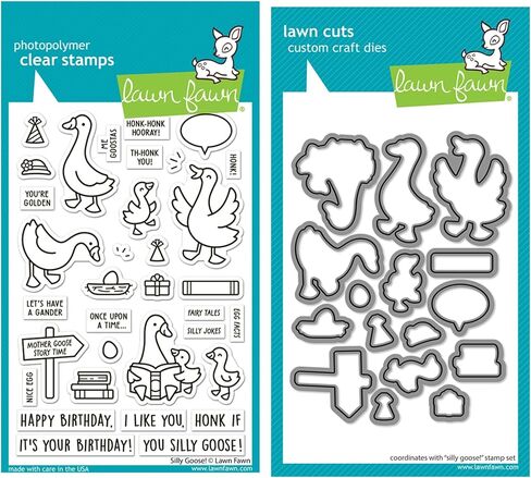 Lawn Fawn Silly Goose 4 "X6" مجموعة ختم واضحة وموت تنسيق ، حزمة من 2 عنصرين in Kuwait