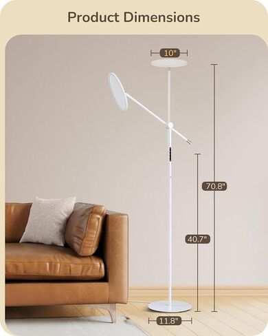 مصباح أرضي LED LED Edishine للقراءة ، مصباح ساطع ساطع قابلاً للذات مع ميناء من النوع C ، ودوران وذراع ، 3000k-6000k طول ضوء الحد الأقصى لحد أقصى لغرفة المعيشة ، وغرفة النوم ، والمكتب ، والأسود in Saudi Arabia
