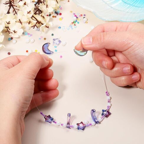 Uxcell 110pcs حبات النجمة القمر ، Star Moon Acrylic Beads Beads Crystal Glass Spacer Bead for DIY Making Mowner Craft ، Green in Saudi Arabia