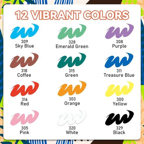 GOTIDEAL Acrylic Paint Markers Brush Tip,Waterproof Paint Pens acrylic Markers,No Bleed Acrylic Brush markers for Fabric,Wood,Rocks,Canvas Painting,Glass,Ceramic,Art Craft Supplies(12 Colors) in Saudi Arabia