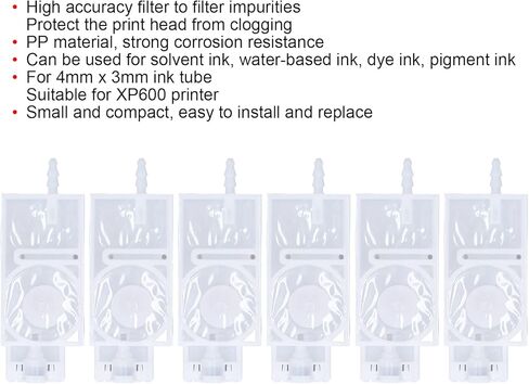 6PCS Ink Damper, PP Material Printer Damper, in Line Interface Ink Damper for 4 X 3 mm Ink Tube Compatible with XP600 Printer (White) in Saudi Arabia
