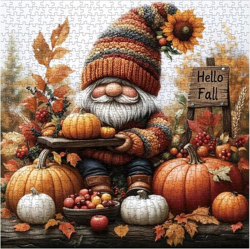 Thanksgiving Fall Gnome Puzzles for Adults 1000 Pieces, Autumn Pumpkin Jigsaw Puzzles, Cozy Harvest Art Puzzles in Saudi Arabia