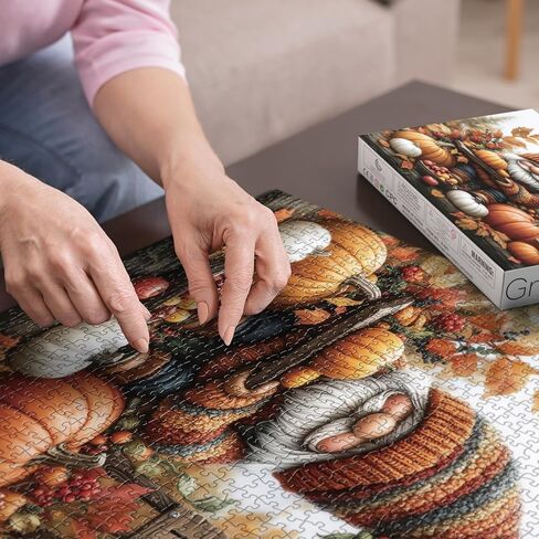 Thanksgiving Fall Gnome Puzzles for Adults 1000 Pieces, Autumn Pumpkin Jigsaw Puzzles, Cozy Harvest Art Puzzles in Saudi Arabia