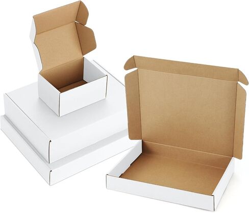 حزمة متنوعة-صناديق الشحن-45: 4x4x2 و 6x4x3 و 7x5x2 صناديق شحنة صغيرة ، مراسلات ذات صناديق ملهمة أبيض-صناديق الاستلام. in Kuwait