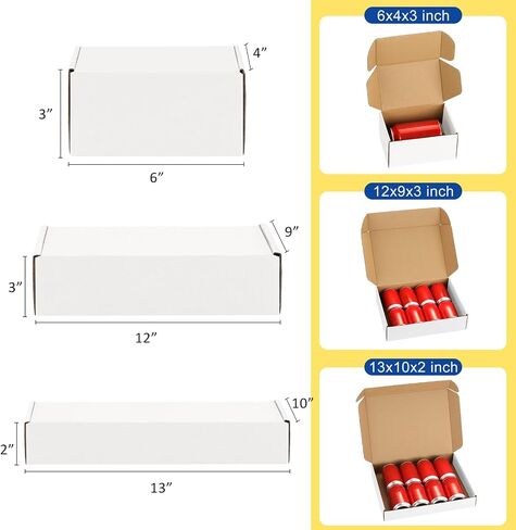 حزمة متنوعة-صناديق الشحن-45: 4x4x2 و 6x4x3 و 7x5x2 صناديق شحنة صغيرة ، مراسلات ذات صناديق ملهمة أبيض-صناديق الاستلام. in Kuwait